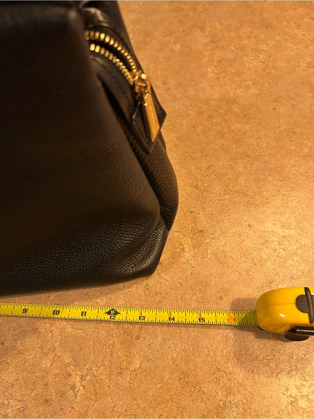 Michael Kors Black Pebbled Leather Satchel with Gold Hardware